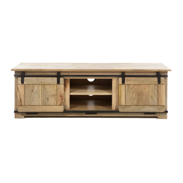 Aatrox Έπιπλο Τηλεόρασης Ξύλινο με Συρόμενη Πόρτα Φυσική Απόχρωση (140x40x45)cm
