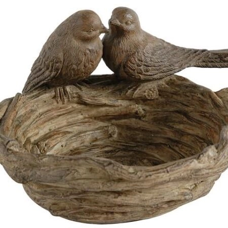 Artekko Bird Feeder Καφέ Διακοσμητικό Μπολ Ρητίνης με Πουλάκια (22.9x19.1x12.7)cm