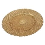 Zriac Πιατέλα Διακοσμητική Γυάλινη Χρυσή (33x33x2)cm