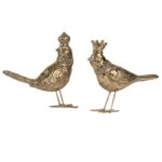 Artekko Bird Διακοσμητικά Πουλιά Ρητίνη Χρυσό (14.5x5x17.5)cm Σετ/2