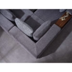 Prag Καναπές Γωνία Δεξιά με Βοηθητ. Τραπεζάκι και Ράφια Ξύλο/Ύφασμα Γκρι (440x300x65)cm