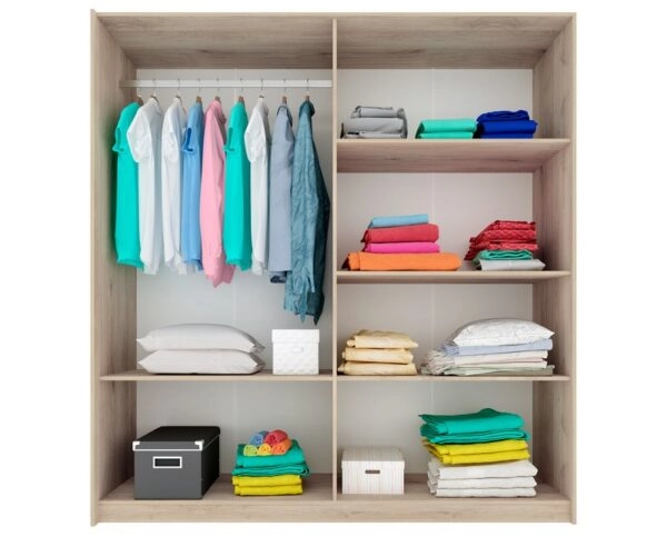 Jaom Κρεβάτι 160x200 με 2 Κομοδίνα και Ντουλάπα Σετ/4 Σημύδα-Γκρί (165x206x96)cm