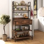 Έπιπλο κουζίνας Printo μεταλλικό - μελαμίνης χρώμα μαύρο - καπνιστή καρυδιά 81,6x37,5x169,1εκ.