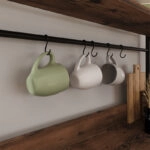 Έπιπλο κουζίνας Printo μεταλλικό - μελαμίνης χρώμα μαύρο - καπνιστή καρυδιά 81,6x37,5x169,1εκ.