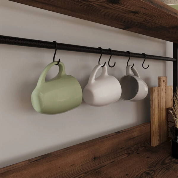 Έπιπλο κουζίνας Printo μεταλλικό - μελαμίνης χρώμα μαύρο - καπνιστή καρυδιά 81,6x37,5x169,1εκ.