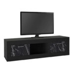 Έπιπλο τηλεόρασης Davin χρώμα μαύρο - μαύρο εφέ μαρμάρου 180x40x47εκ.