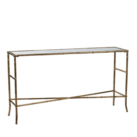 Artekko Dynamic Κονσόλα Μέταλλο Καθρέπτη Χρυσό (143x35.5x76.5)cm