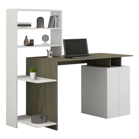 ΓΡΑΦΕΙΟ ΜΕ ΒΙΒΛΙΟΘΗΚΗ ROCHELL ΜΕΛΑΜΙΝΗ OLIVE GREY ΛΕΥΚΟ 146