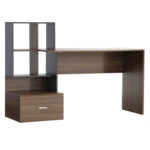 ΓΡΑΦΕΙΟ ΜΕΛΑΜΙΝΗΣ ΜΕ ΒΙΒΛΙΟΘΗΚΗ SYNDYA HM8993.01 ΚΑΡΥΔΙ -ΓΚΡΙ 149x48x105Y εκ.