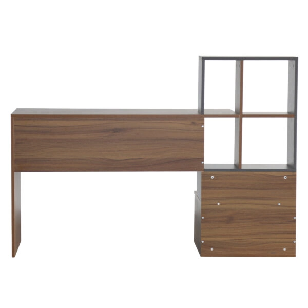 ΓΡΑΦΕΙΟ ΜΕΛΑΜΙΝΗΣ ΜΕ ΒΙΒΛΙΟΘΗΚΗ SYNDYA HM8993.01 ΚΑΡΥΔΙ -ΓΚΡΙ 149x48x105Y εκ.