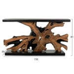 ΚΟΝΣΟΛΑ HM9356 ΑΠΟ ΜΑΣΙΦ ΞΥΛΟ ΤEAK ΦΥΣΙΚΟ - ΜΑΥΡΟ 150X40X80YΕΚ.