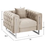 ΠΟΛΥΘΡΟΝΑ τ.CHESTERFIELD MOBAR HM3261.02 ΚΡΕΜ ΒΕΛΟΥΔΟ-ΜΕΤΑΛΛΙΚΑ ΠΟΔΙΑ 99x86,5x77Υεκ.