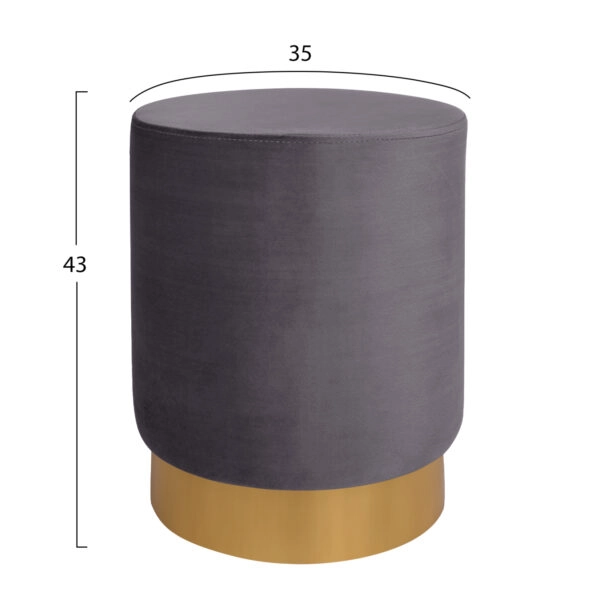 ΣΚΑΜΠΟ LEVY ΓΚΡΙ ΒΕΛΟΥΔΟ ΜΕ ΧΡΥΣΗ ΒΑΣΗ HM8408.01 Φ35x43Υ εκ.