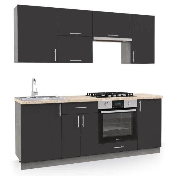 ΣΥΝΘΕΣΗ ΚΟΥΖΙΝΑΣ ΜΕΛΑΜΙΝΗ ΛΕΥΚΗ ΠΑΓΚΟΣ ΜΕ ΟΨΗ ΜΠΕΖ ΜΑΡΜΑΡΟ 200x47x84,8Υεκ.HM2470.01