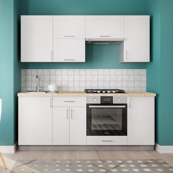 ΣΥΝΘΕΣΗ ΚΟΥΖΙΝΑΣ ΜΕΛΑΜΙΝΗ ΛΕΥΚΗ ΠΑΓΚΟΣ ΜΕ ΟΨΗ ΜΠΕΖ ΜΑΡΜΑΡΟ 200x47x84,8Υεκ.HM2470.01