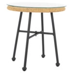 ΤΡΑΠΕΖΙ ΜΕΤΑΛΛΙΚΟ SPENCER HM5716 ΜΕ WICKER ΜΠΕΖ Φ48,5x51 εκ.