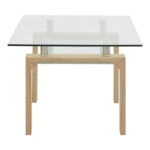 Τραπέζι σαλονιού Vrocho φυσικό ξύλο-γυαλί 110x60x45εκ