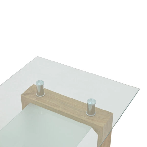 Τραπέζι σαλονιού Vrocho φυσικό ξύλο-γυαλί 110x60x45εκ