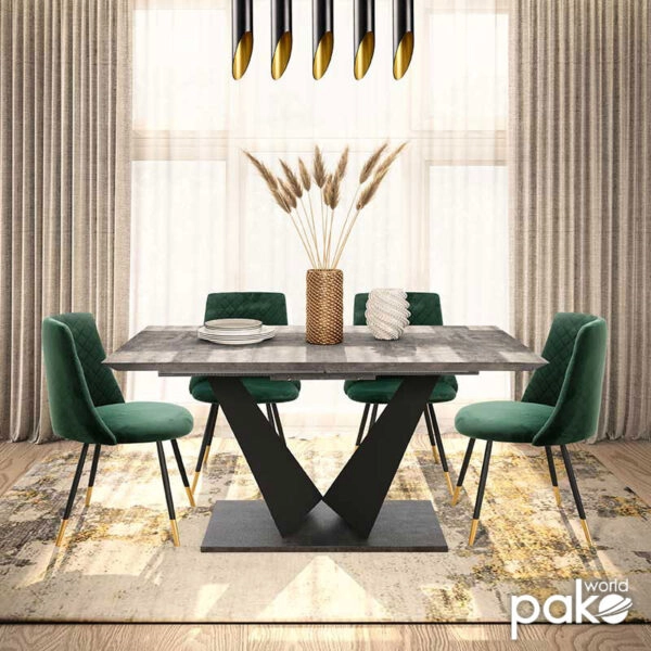 Τραπέζι Gordon  επεκτεινόμενο γκρι cement- πόδι μαύρο μέταλλο 160-200x90x75εκ