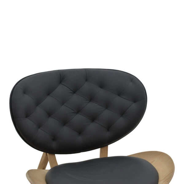 Πολυθρόνα relax Udalle μασίφ ξύλο καρυδί-PU μάυρο 77x70x82εκ