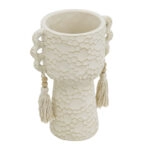 Artekko Antique Μπεζ Τσιμεντένιο Δοχείο με Φούντες (17.6x12.5x24)cm