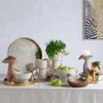 Artekko Antique Μπεζ Τσιμεντένιο Δοχείο με Φούντες (17.6x12.5x24)cm