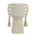 Artekko Antique Μπεζ Τσιμεντένιο Δοχείο με Φούντες (20x14x27)cm