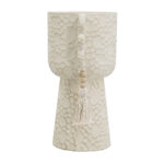 Artekko Antique Μπεζ Τσιμεντένιο Δοχείο με Φούντες (20x14x27)cm