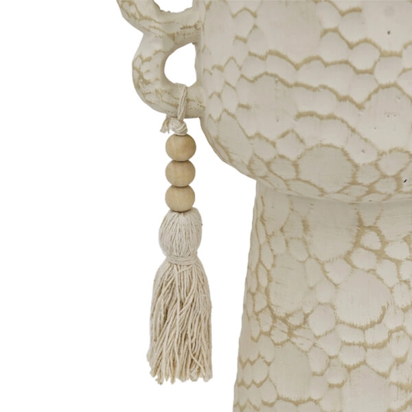 Artekko Antique Μπεζ Τσιμεντένιο Δοχείο με Φούντες (20x14x27)cm