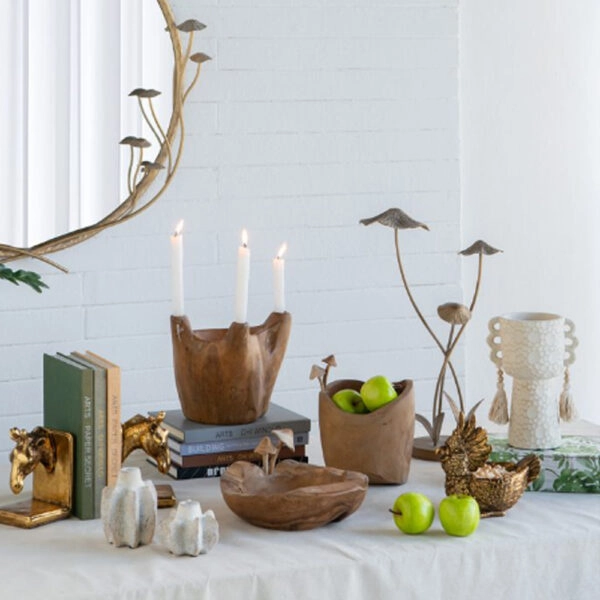 Artekko Antique Μπεζ Τσιμεντένιο Δοχείο με Φούντες (20x14x27)cm