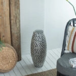 Ivory Διακοσμητικό Βάζο Paper Powder/Capiz Άσπρο/Μαύρο (20x20x50)cm