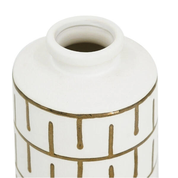 Artekko Chic Διακοσμητικό Βάζο Κεραμικό Λευκό/Χρυσό (14x14x21.5)cm