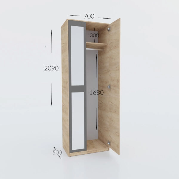 Ντουλάπα Viva Χρυσό Δρυς-Γραφίτης 70x50x209cm