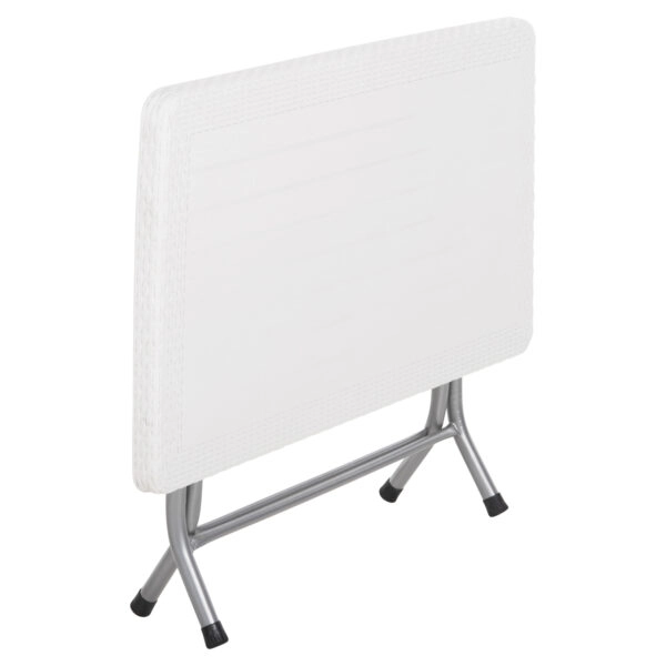 ΤΡΑΠΕΖΙ ΠΤΥΣΣΟΜΕΝΟ CONNY HM6146.03 ΛΕΥΚΟ ΠΟΛΥΠΡΟΠΥΛΕΝΙΟ ΟΨΗ RATTAN TOP-ΜΕΤΑΛΛΙΚΗ ΒΑΣΗ 114x64x74Υεκ.