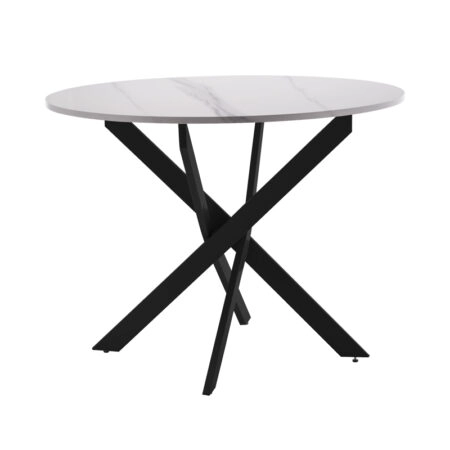 Τραπέζι Dammero  mdf σε cream απόχρωση με πόδι μαύρο μέταλλο Φ100x75εκ