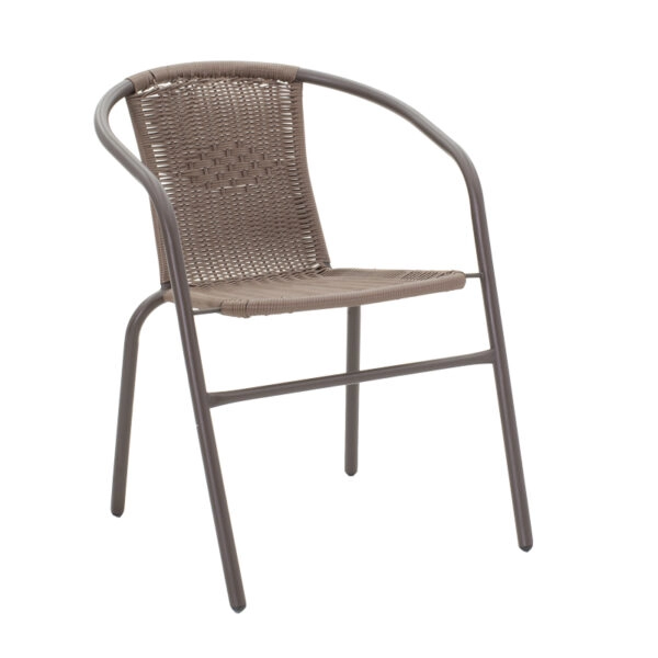 Tραπεζαρία Obbi-Watson σετ 3τεμ καφέ μέταλλο-pe rattan 60x60x70εκ