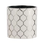 Artekko Silver Κεραμικό Κασπώ σε Λευκό με Ασημί (12x12x12)cm