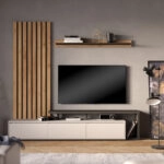 Σύνθετο σαλονιού Claironse  ανθρακί μελαμίνης 225x37.6x210εκ