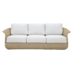 Καναπές τριθέσιος Gogi  αλουμίνιο-συνθετικό wicker σε φυσικό χρώμα-μπεζ ύφασμα 225x83x73εκ