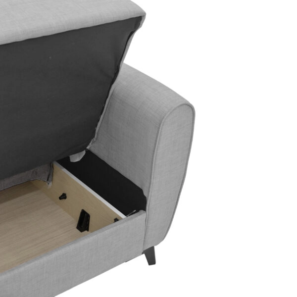 Καναπές-κρεβάτι με αποθηκευτικό χώρο διθέσιος Lincoln  ανοιχτό γκρι ύφασμα 165x75x85εκ