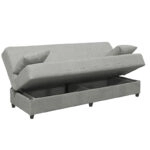 Καναπές-κρεβάτι με αποθηκευτικό χώρο τριθέσιος Romina  γκρι-μπεζ ύφασμα 190x75x85εκ