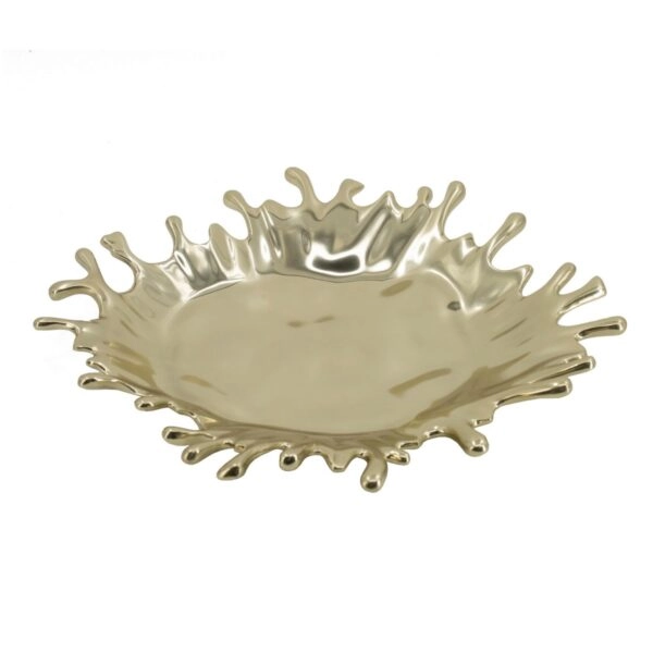 Artekko Splash Χρυσή Μεταλλική Διακοσμητική Πιατέλα (45x41x6)cm