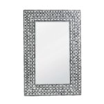 Artekko Ivory Ασπρόμαυρος Καθρέπτης Τοίχου από MDF και Capiz (61x2x91)cm