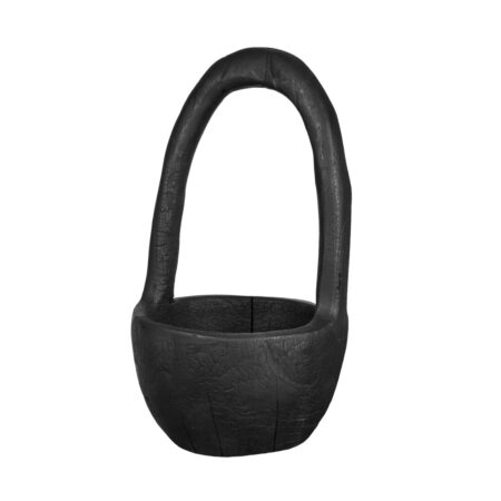 Artekko Woody Μαύρο Διακοσμητικό Μπολ με Λαβή από Ξύλο Teak (22x22x33)cm