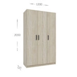 Ντουλάπα Τρίφυλλη Simple Σονόμα 120x52x205cm