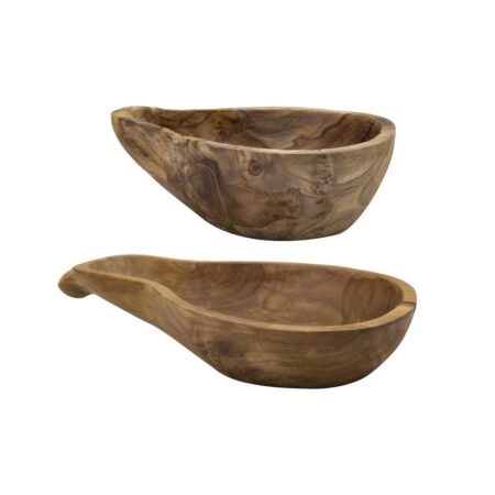 Artekko Woody Μπολ από Ξύλο Teak σε Φυσική Απόχρωση (41x23x9)cm 2pcs