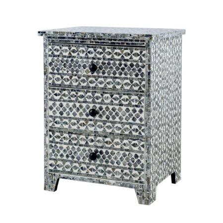 Artekko Ivory Συρταριέρα Κομοδίνο MDF Capiz Ασπρόμαυρο (45x35x61)cm