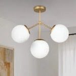 Φωτιστικό οροφής Alison Ε27 μεταλλικό - γυάλινο τρίφωτο χρώμα χρυσό Ø50x45εκ.