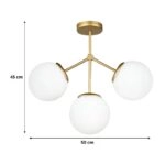 Φωτιστικό οροφής Alison Ε27 μεταλλικό - γυάλινο τρίφωτο χρώμα χρυσό Ø50x45εκ.