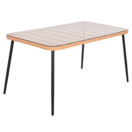 ΤΡΑΠΕΖΙ ΟΡΘΟΓΩΝΙΟ ALLEGRA HM5537.11 ΜΕΤΑΛ.ΜΑΥΡΟ-P.E. RATTAN ΦΥΣΙΚΟ 139